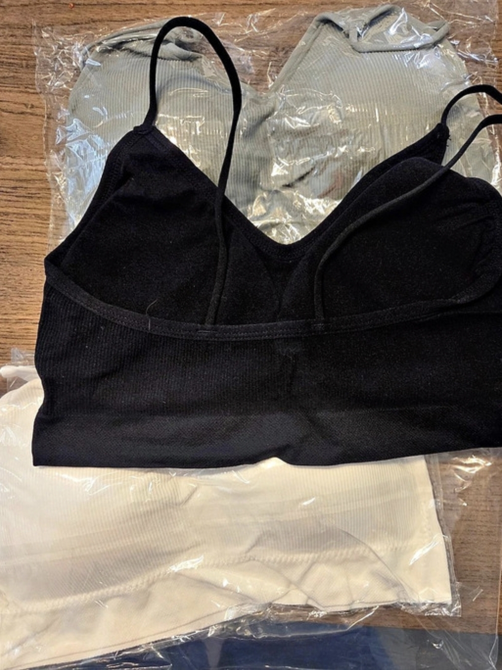 Ribbed Bra Set in Black & White Size Large NWT